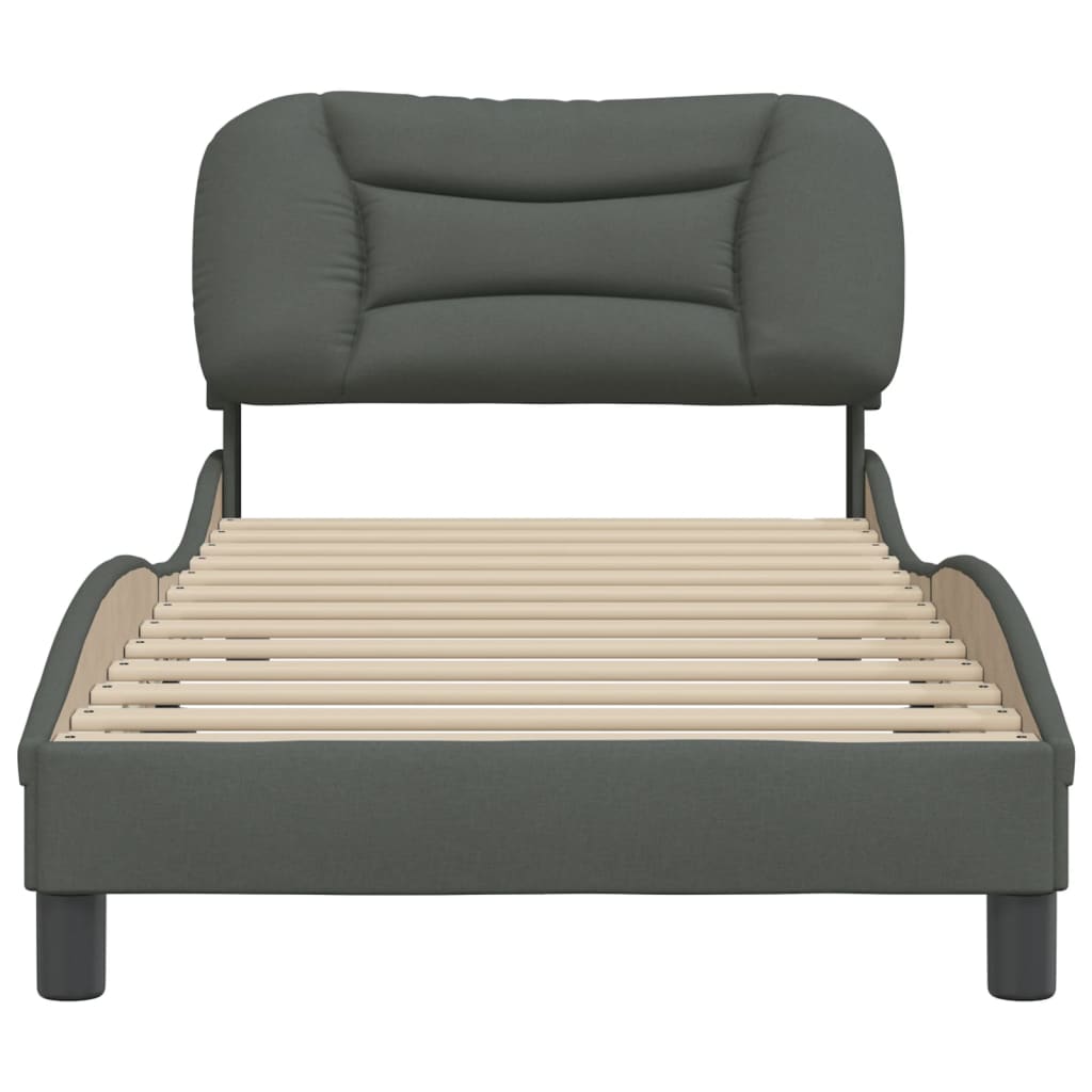 Bed Frame without Mattress Dark Grey 90x190 cm Fabric