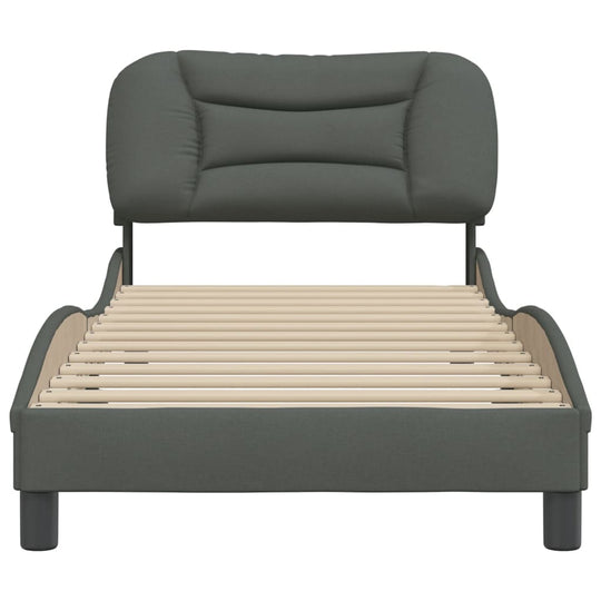 Bed Frame without Mattress Dark Grey 90x190 cm Fabric