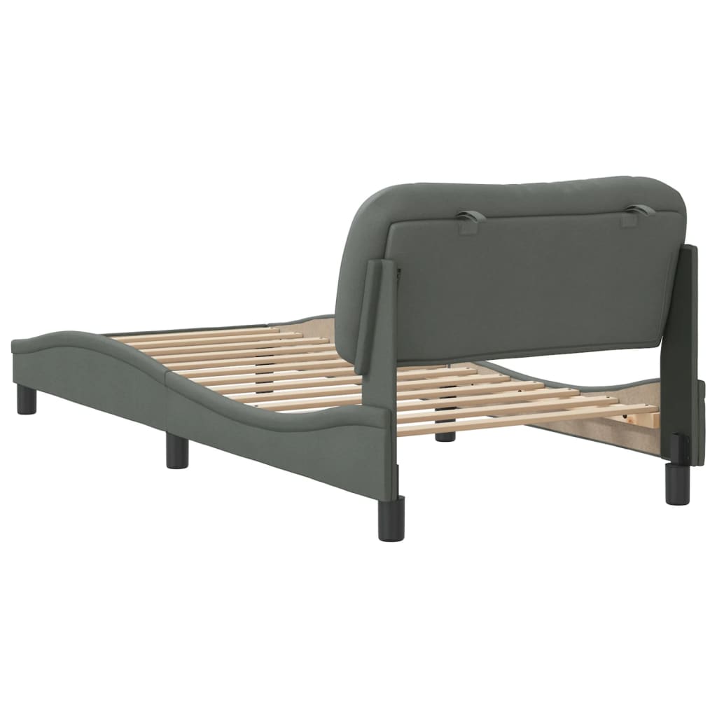 Bed Frame without Mattress Dark Grey 90x190 cm Fabric