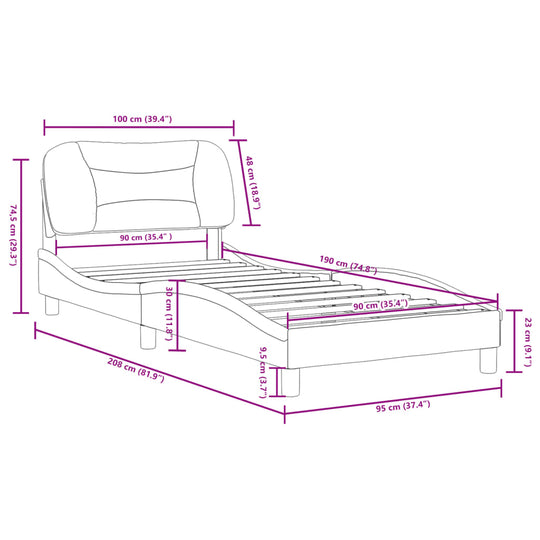 Bed Frame without Mattress Black 90x190 cm Fabric