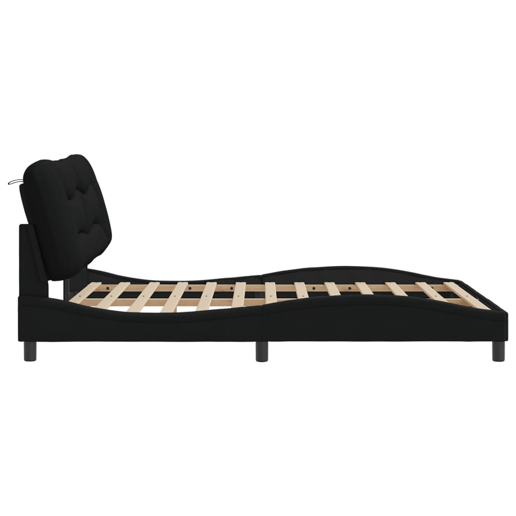 Bed Frame without Mattress Black 152x203 cm Queen Fabric