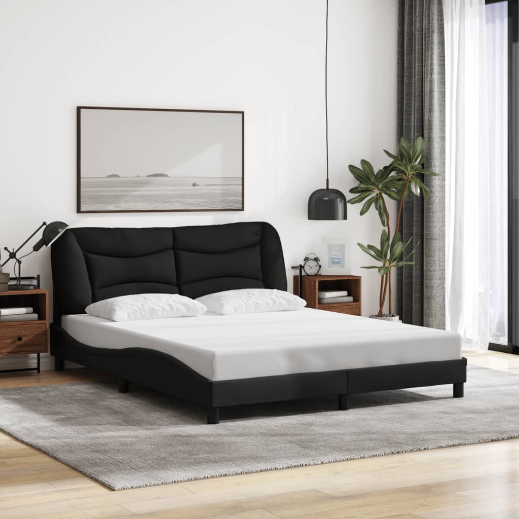 Bed Frame without Mattress Black 152x203 cm Queen Fabric