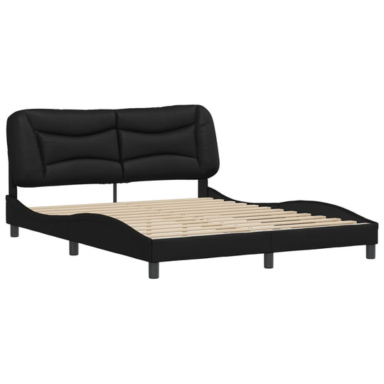 Bed Frame without Mattress Black 152x203 cm Queen Faux Leather