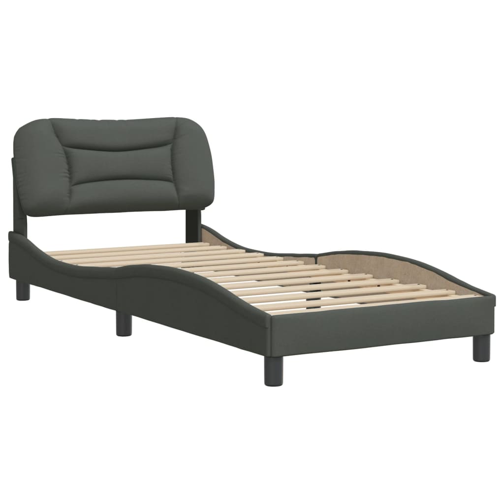 Bed Frame without Mattress Dark Grey 90x190 cm Fabric