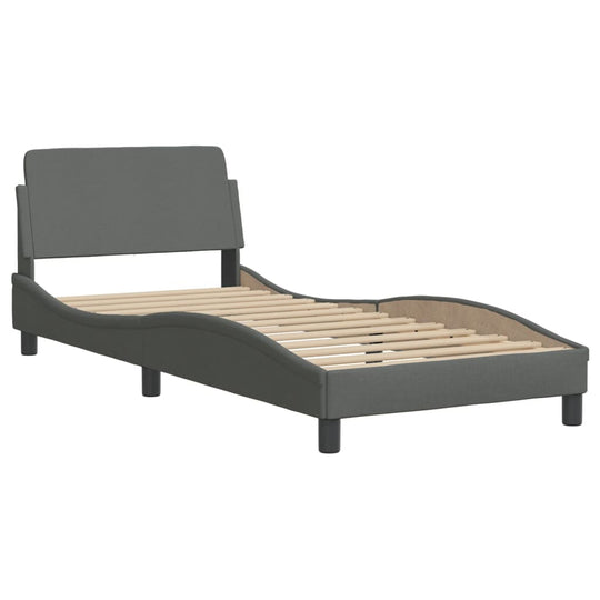 Bed Frame without Mattress Dark Grey 90x190 cm Fabric