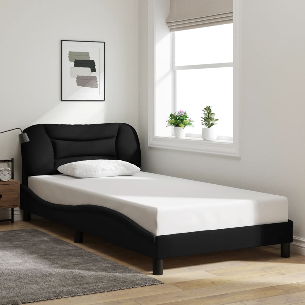 Bed Frame without Mattress Black 107x203 cm King Single Fabric