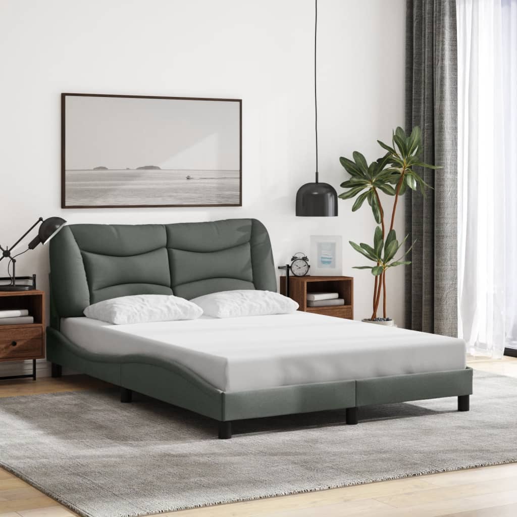 Bed Frame without Mattress Dark Grey 137x187 cm Double Fabric