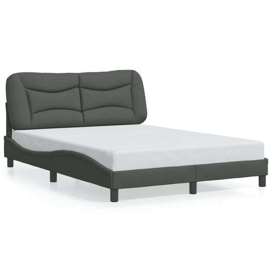 Bed Frame with LED without Mattress Dark Grey 137x187 cm Double Fabric