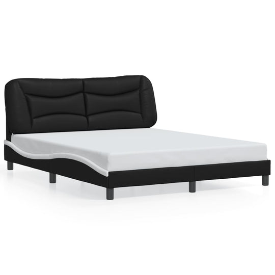 Bed Frame with LED without Mattress Black and White 152x203 cm Queen