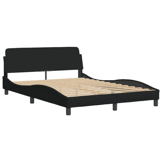 Bed Frame with LED without Mattress Black 137x187 cm Double Fabric