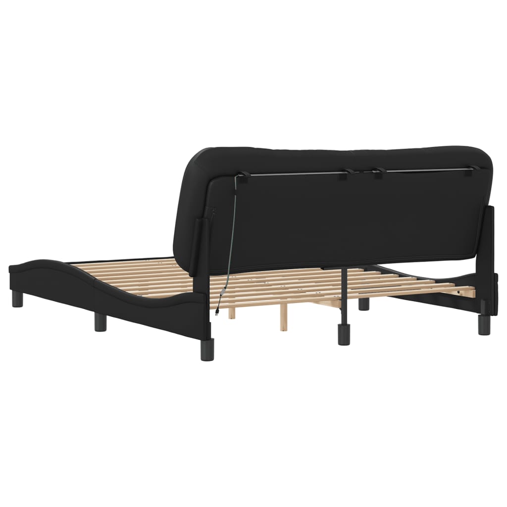 Bed Frame with LED without Mattress Black 152x203 cm Queen