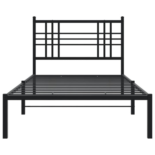 Metal Bed Frame without Mattress with Headboard Black 90x190 cm