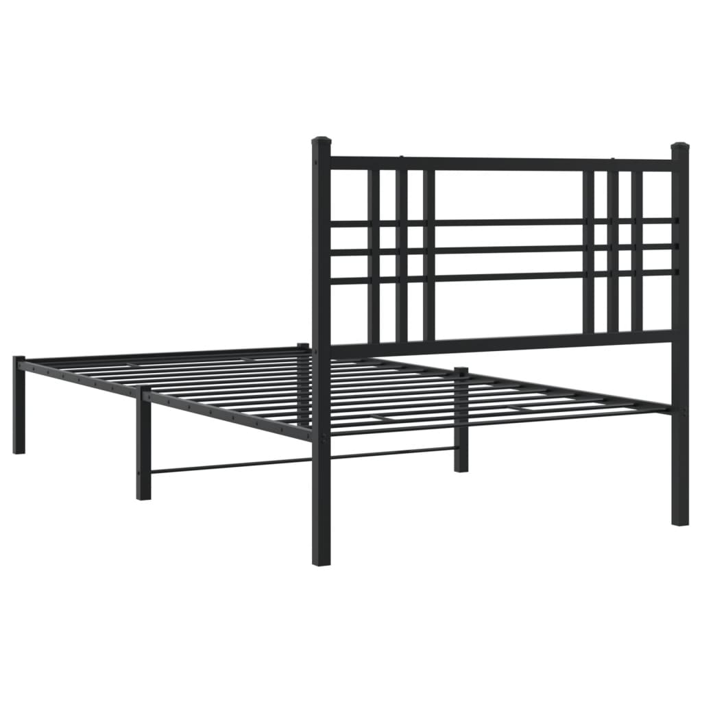 Metal Bed Frame without Mattress with Headboard Black 90x190 cm