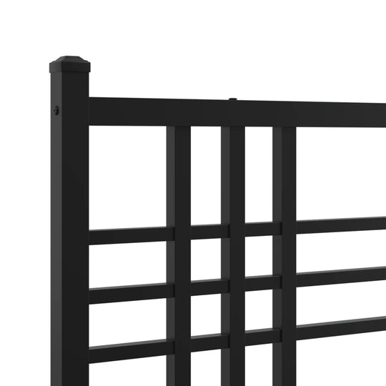 Metal Bed Frame without Mattress with Headboard Black 90x190 cm