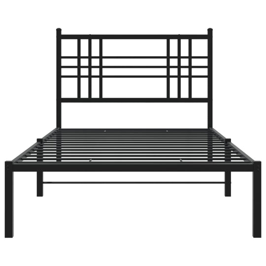 Metal Bed Frame without Mattress with Headboard Black 107x203 cm King Single