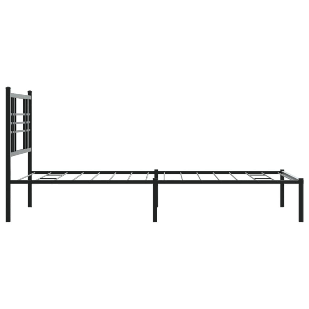 Metal Bed Frame without Mattress with Headboard Black 107x203 cm King Single