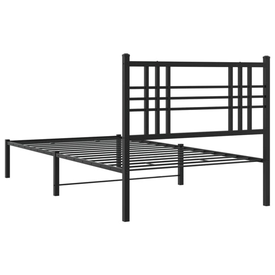 Metal Bed Frame without Mattress with Headboard Black 107x203 cm King Single