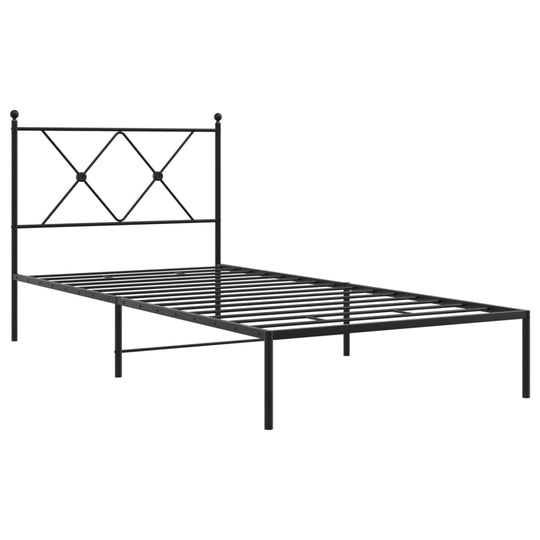 Metal Bed Frame without Mattress with Headboard Black 90x190 cm