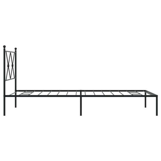 Metal Bed Frame without Mattress with Headboard Black 90x190 cm