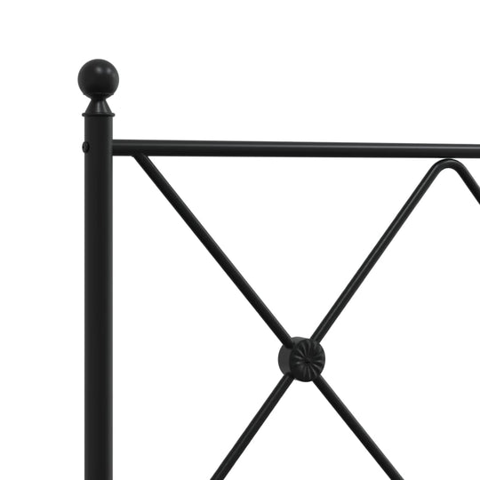 Metal Bed Frame without Mattress with Headboard Black 183x203 cm King