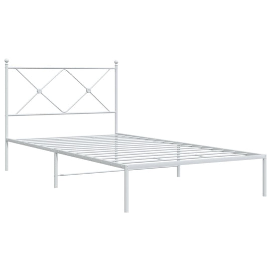 Metal Bed Frame without Mattress with Headboard White 107x203 cm King Single