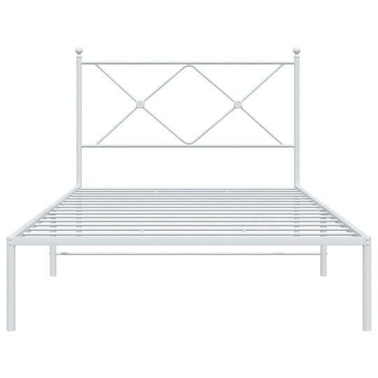 Metal Bed Frame without Mattress with Headboard White 107x203 cm King Single