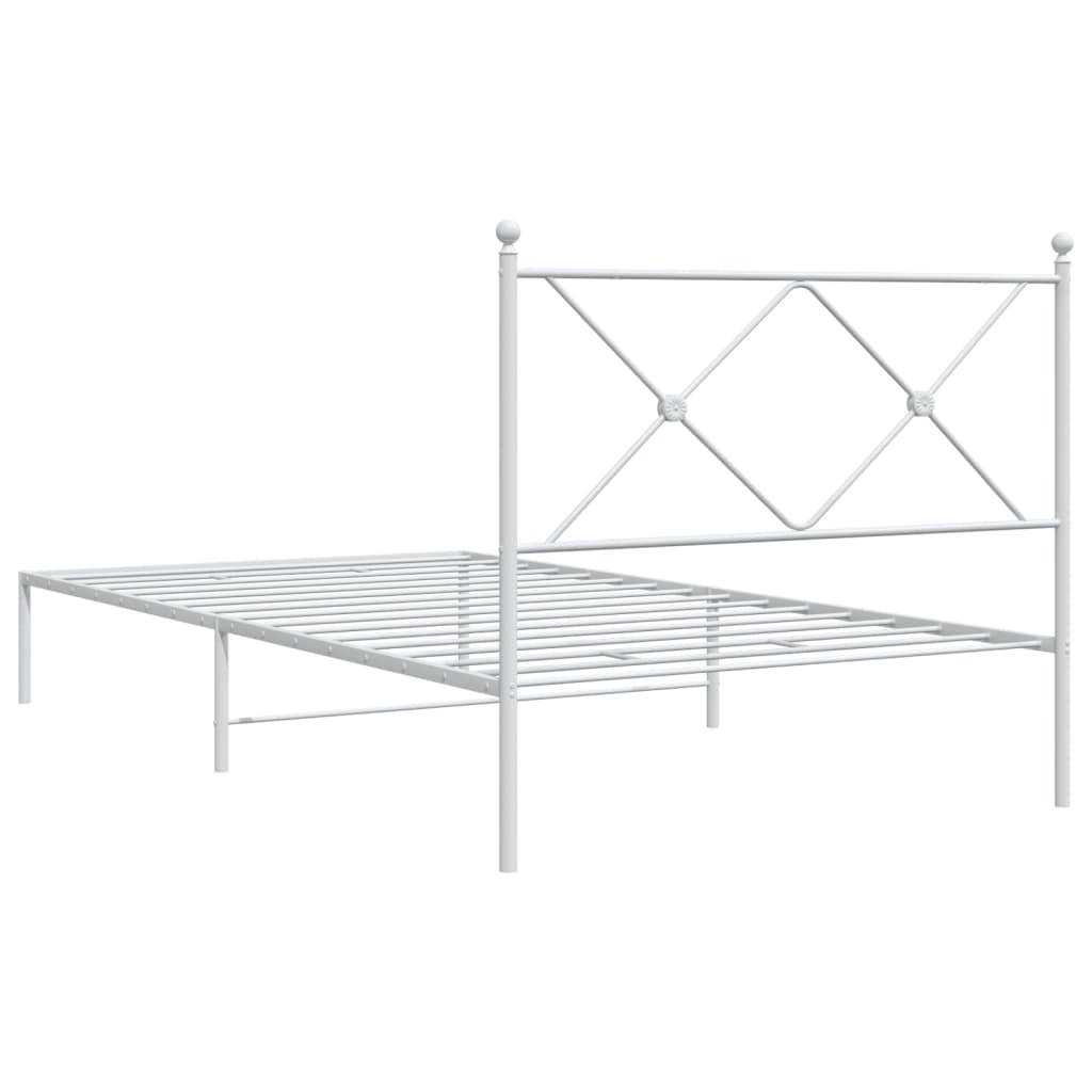 Metal Bed Frame without Mattress with Headboard White 107x203 cm King Single