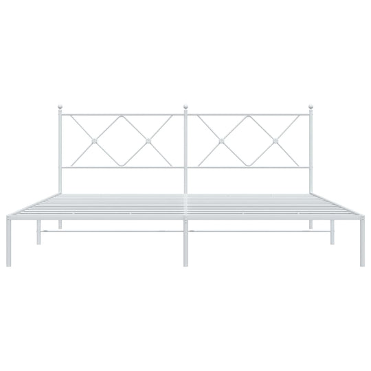 Metal Bed Frame without Mattress with Headboard White 183x203 cm King