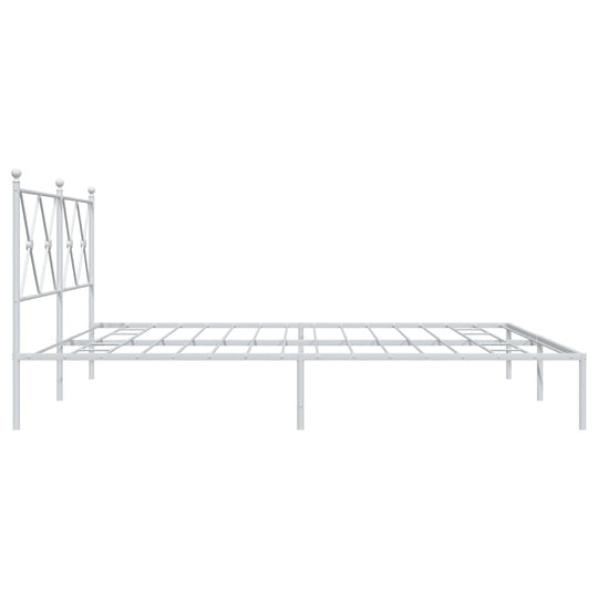 Metal Bed Frame without Mattress with Headboard White 183x203 cm King