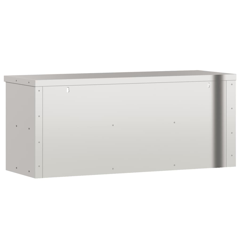 Stainless steel kitchen wall cabinet with shelf, ideal for budget-friendly and quality food storage in commercial settings.