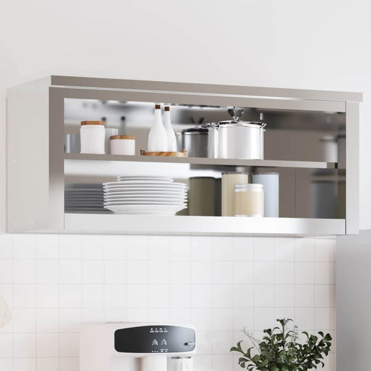 Stainless steel kitchen wall cabinet with shelf, ideal for affordable and quality food storage in commercial settings.