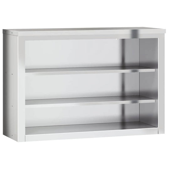 Stainless steel kitchen wall cabinet with shelves, ideal for affordable and quality food storage in commercial settings.