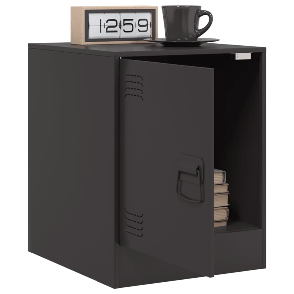 Bedside Cabinets 2pcs Black 34.5x39x44 cm Steel