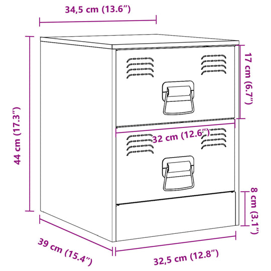 Bedside Cabinets 2 pcs Black 34.5x39x44 cm Steel