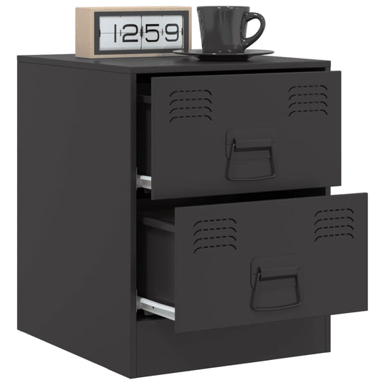 Bedside Cabinets 2 pcs Black 34.5x39x44 cm Steel