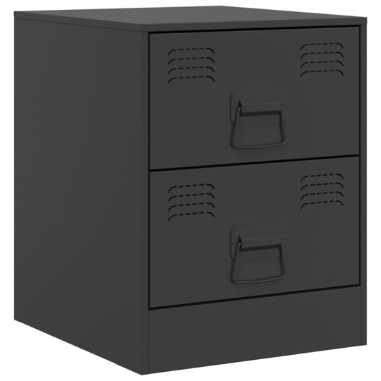 Bedside Cabinets 2 pcs Black 34.5x39x44 cm Steel