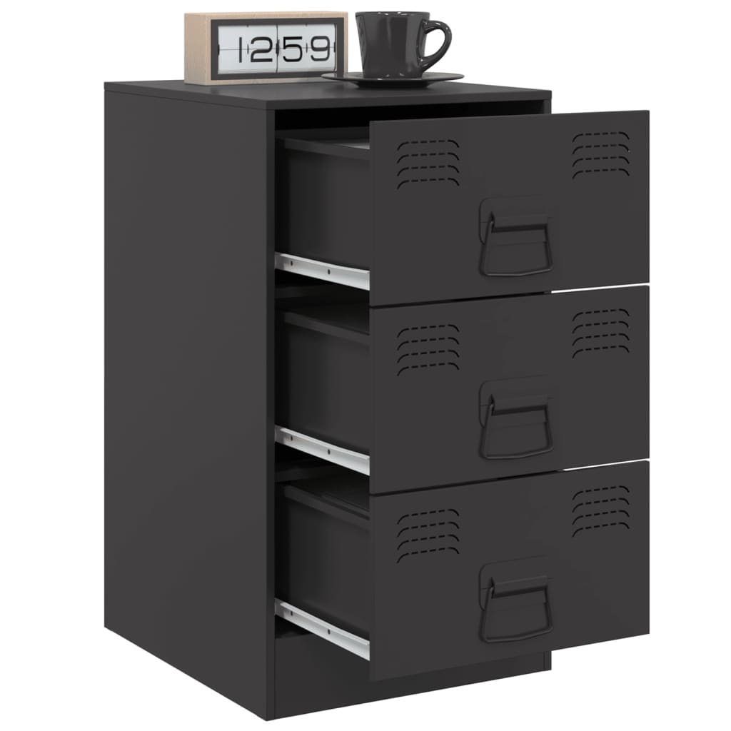 Bedside Cabinets 2pcs Black 34.5x39x62 cm Steel