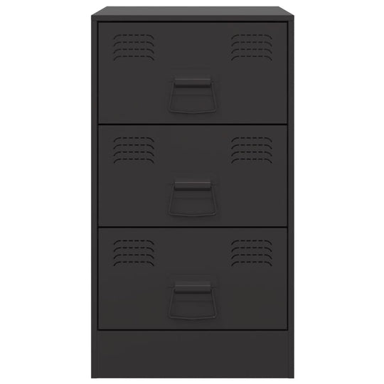 Bedside Cabinets 2pcs Black 34.5x39x62 cm Steel