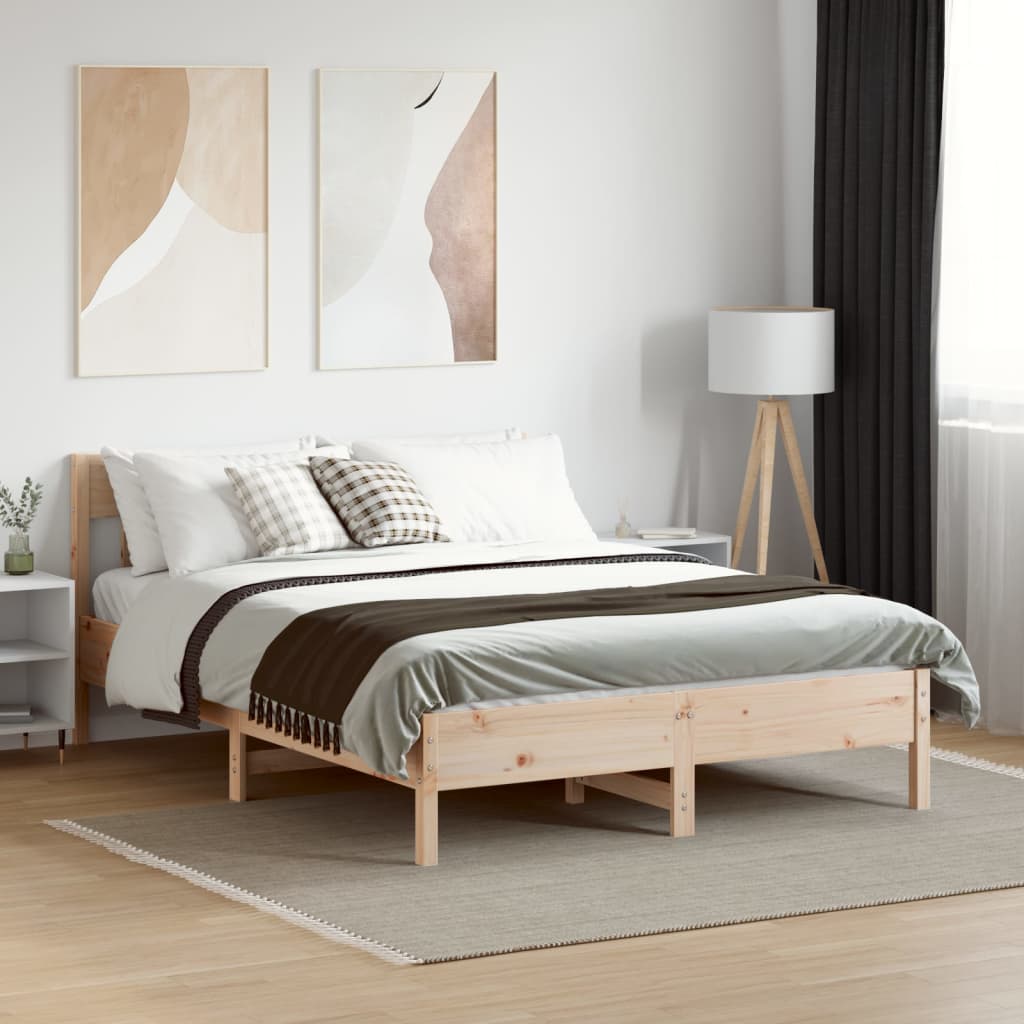 Bed Frame without Mattress 150x200 cm Solid Wood Pine