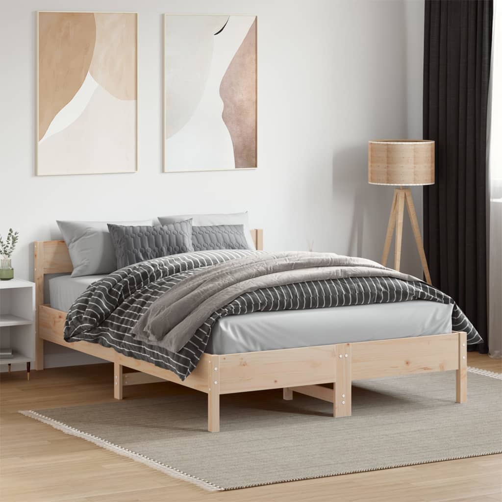 Bed Frame without Mattress 135x190 cm Solid Wood Pine