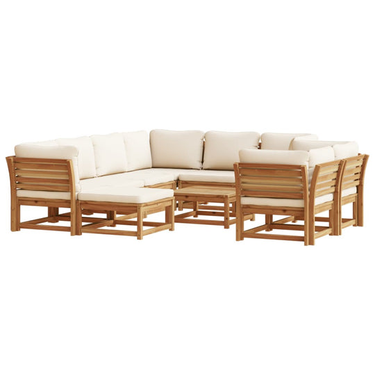 10 Piece Garden Lounge Set with Cushions Solid Wood Acacia