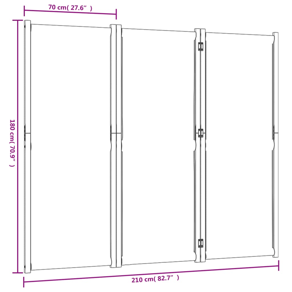 3-Panel Room Divider Dark Blue 210x180 cm