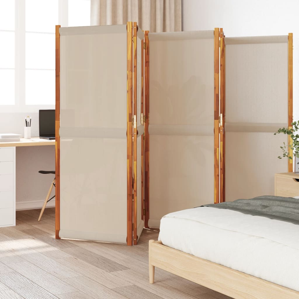 5-Panel Room Divider Taupe 350x180 cm