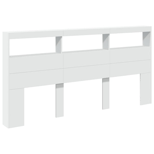 Headboard Cabinet with LED White 200 cm