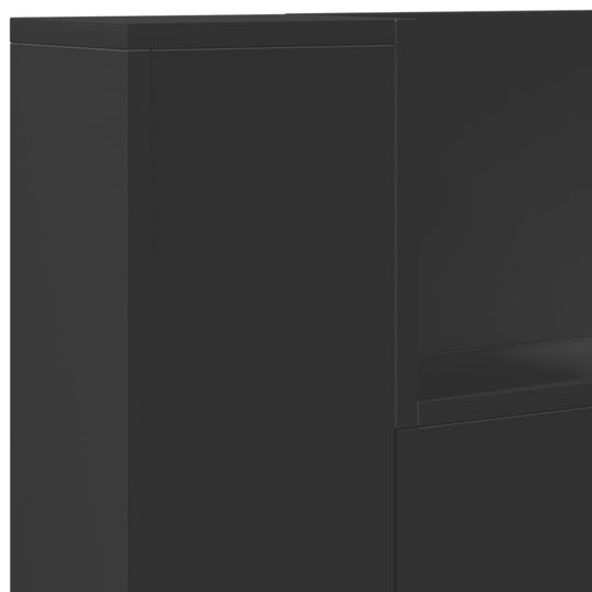 Headboard Cabinet with LED Black 100 cm