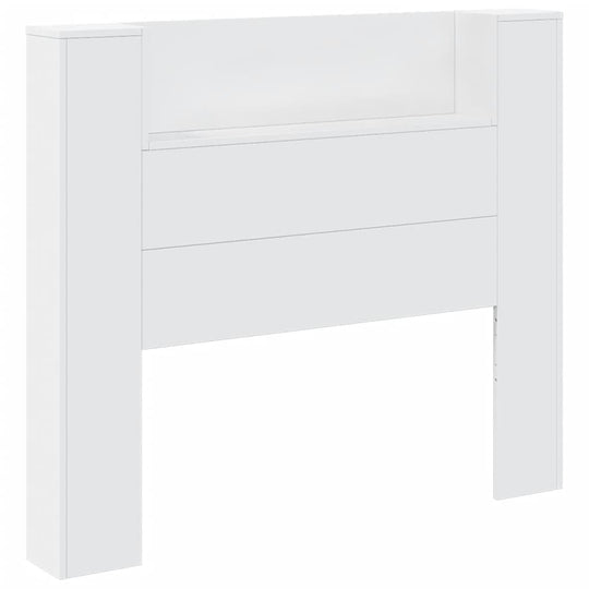 Headboard Cabinet with LED White 120 cm