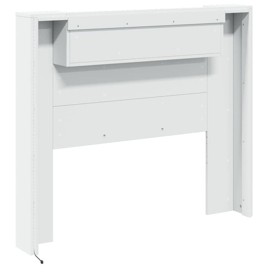 Headboard Cabinet with LED White 120 cm