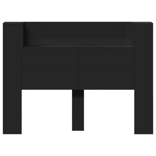 Headboard Cabinet with LED Black 140x16.5x103.5 cm