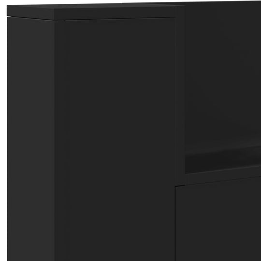 Headboard Cabinet with LED Black 140x16.5x103.5 cm