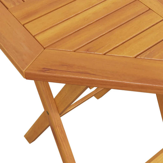 Affordable quality folding garden table made of solid acacia wood with slat design, ideal for DIY, patio or terrace use.